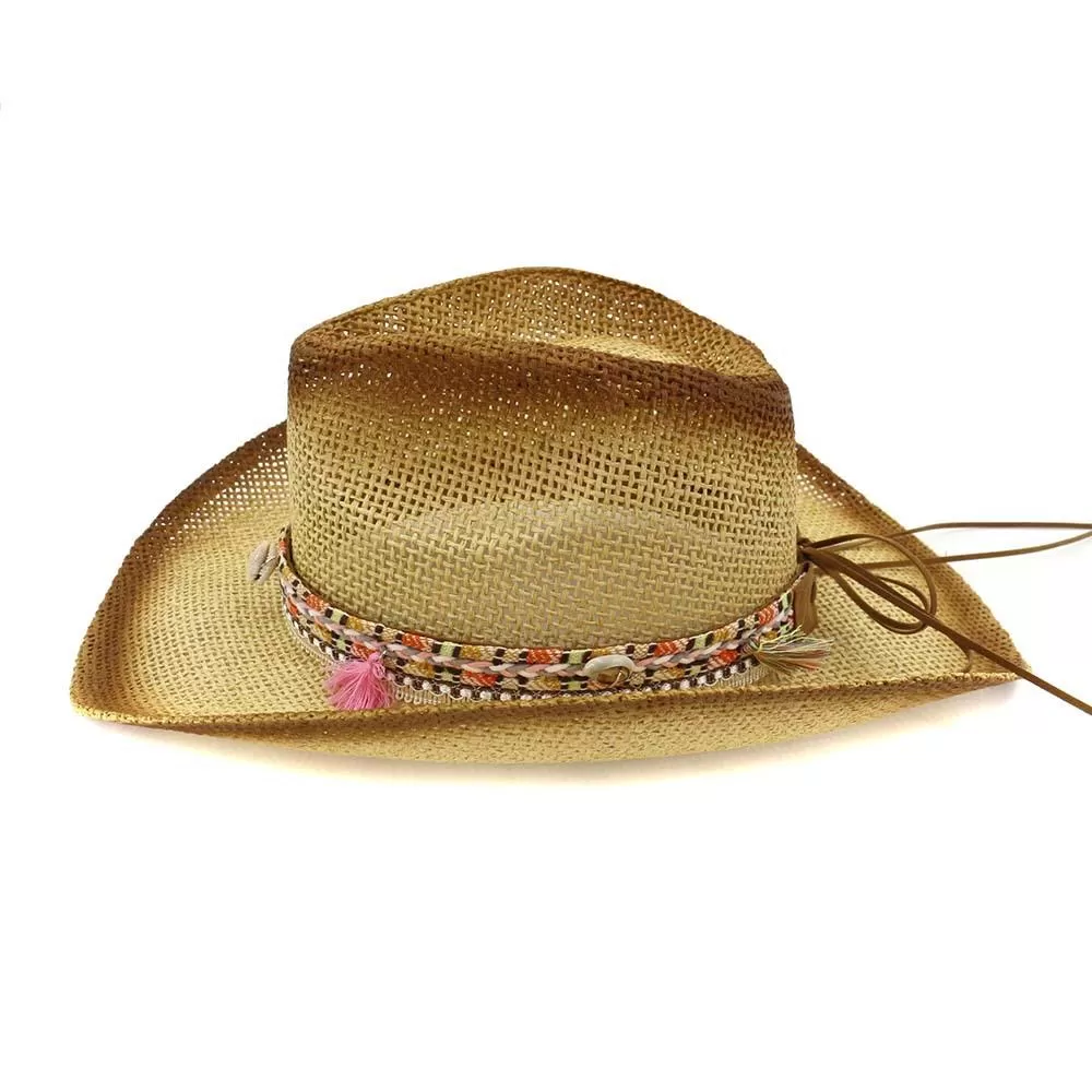 Brown Paper Straw Cowboy Hat