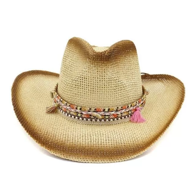 Brown Paper Straw Cowboy Hat