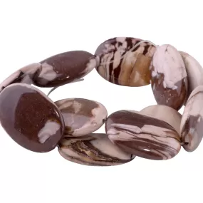 Brown Zebra Jasper 25x35mm Puff Oval - 15-16 Inch