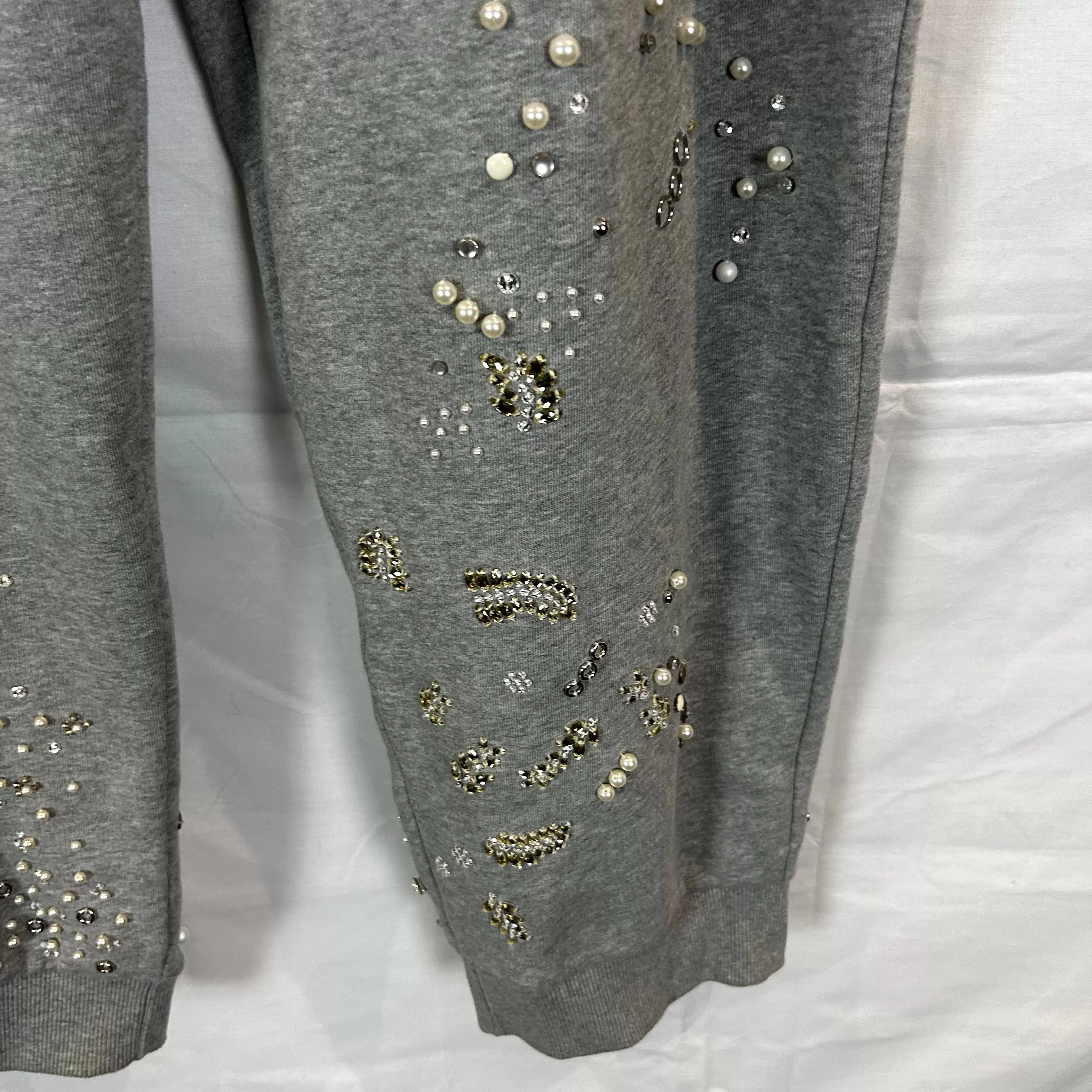 Burberry New Pearl & Crystal Embellished Grey Sweatpants S