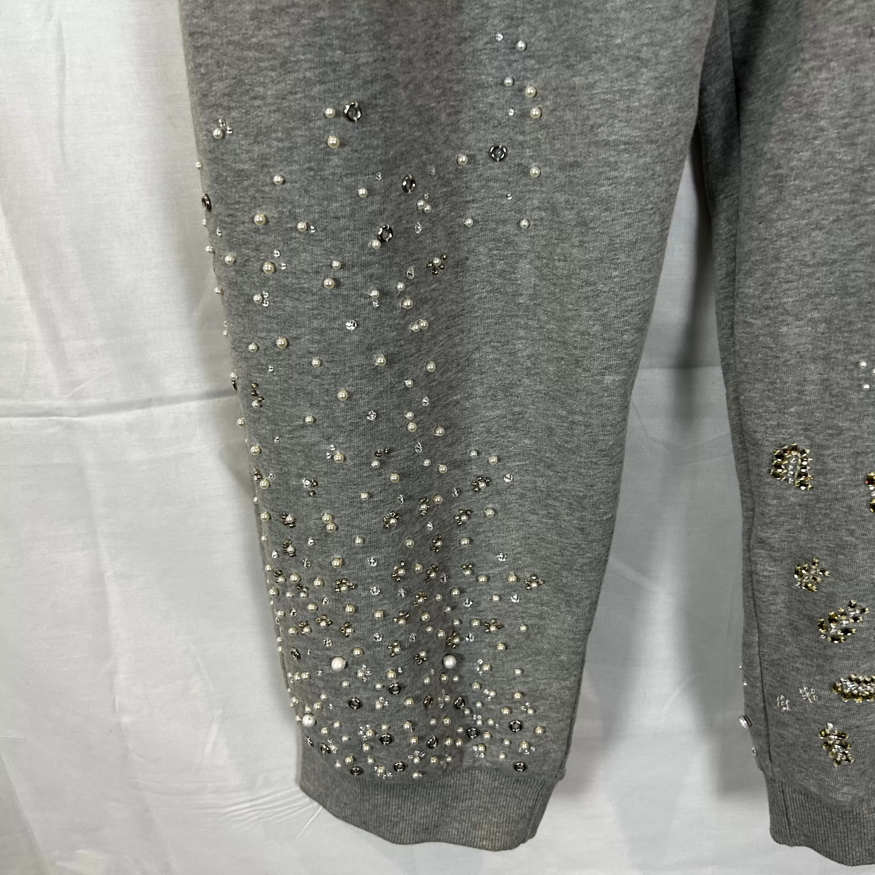 Burberry New Pearl & Crystal Embellished Grey Sweatpants S