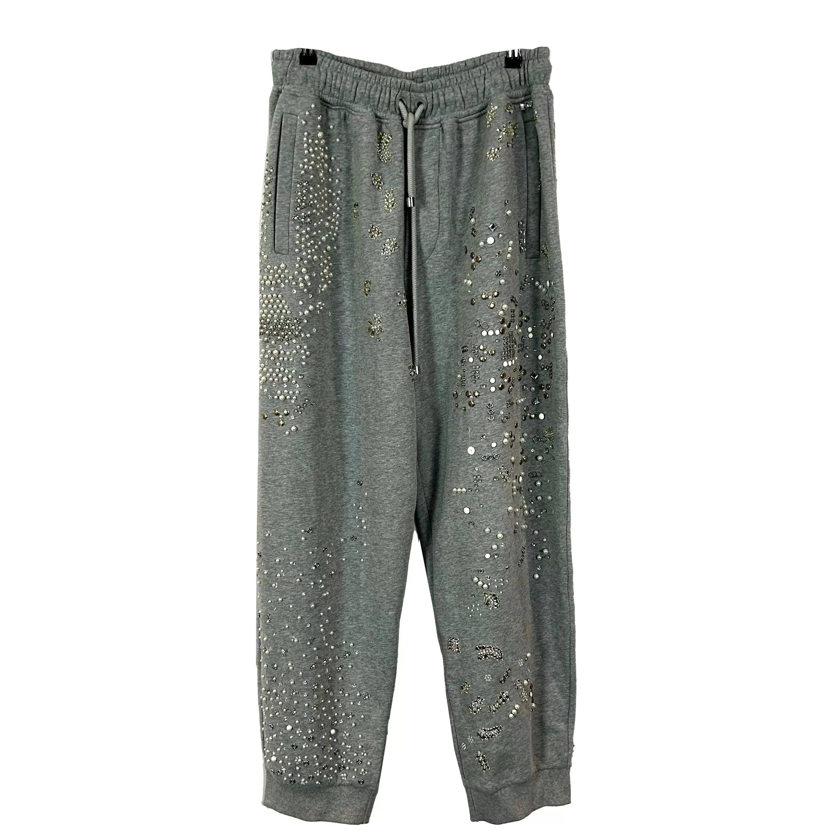 Burberry New Pearl & Crystal Embellished Grey Sweatpants S