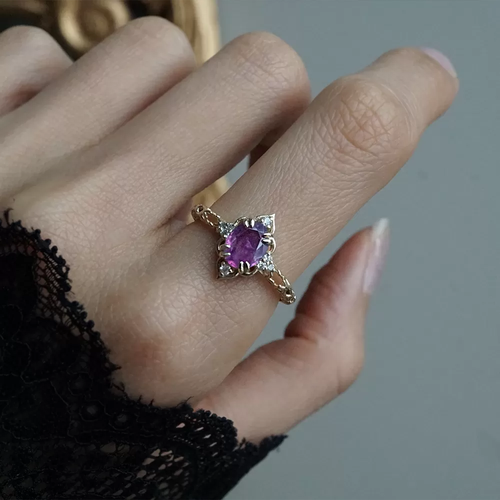 Cairo Starry Night Purple Sapphire Ring in 14K and 18K Gold