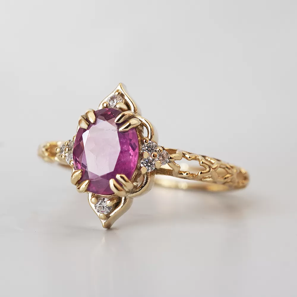 Cairo Starry Night Purple Sapphire Ring in 14K and 18K Gold