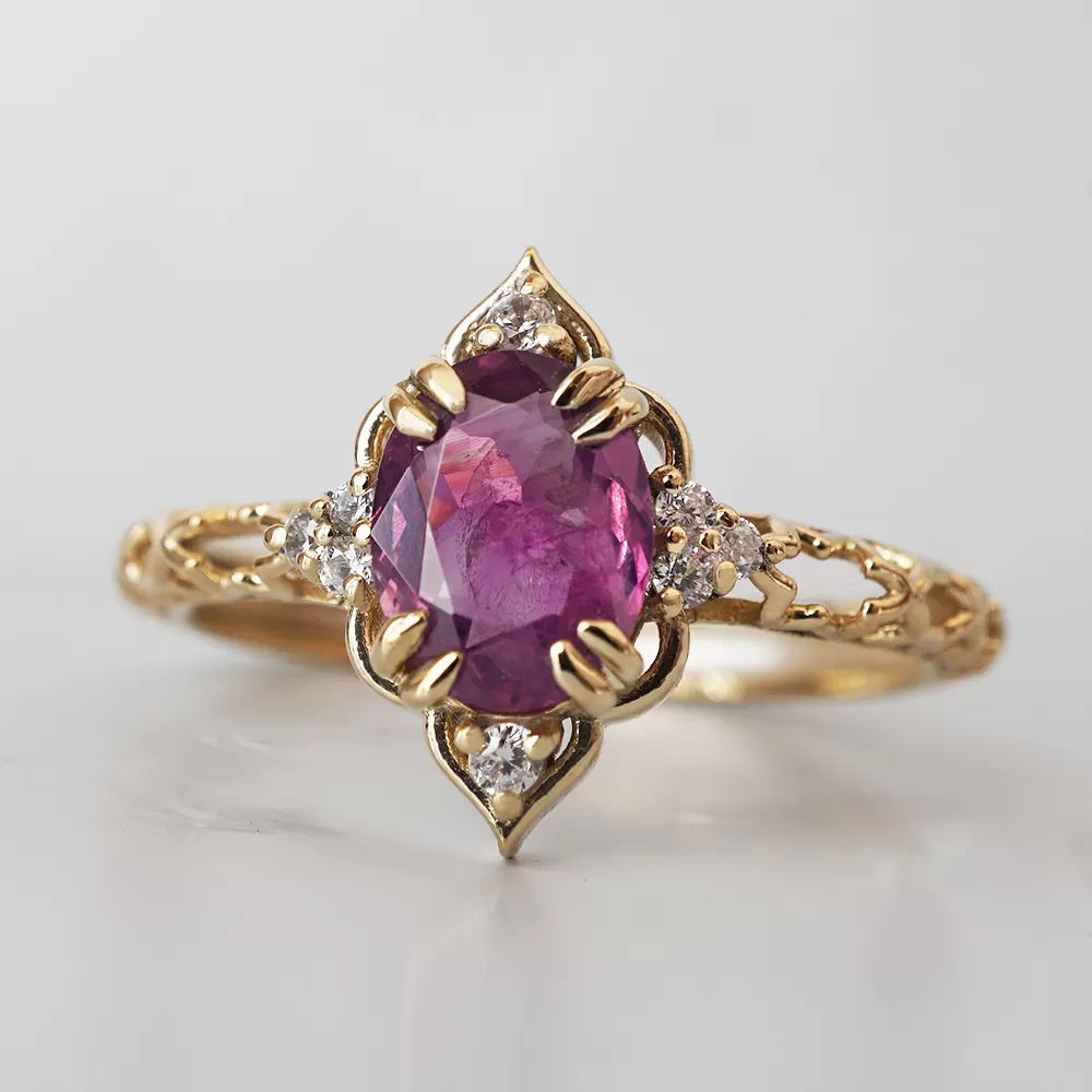 Cairo Starry Night Purple Sapphire Ring in 14K and 18K Gold