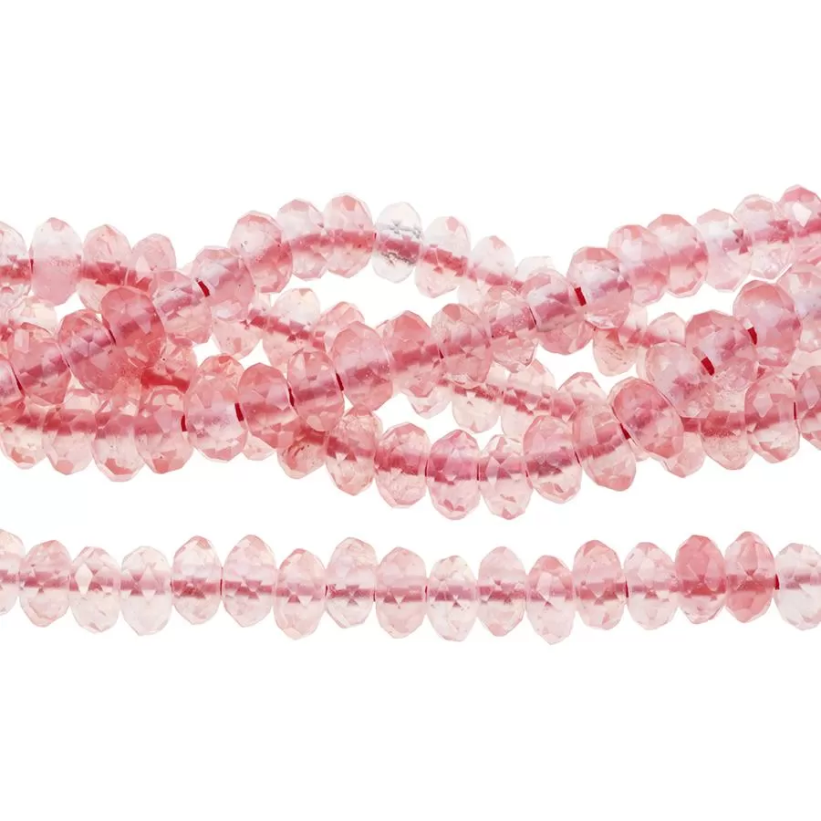 Cherry Quartz 8mm Faceted Rondelle Large Hole 8-Inch