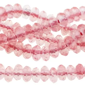 Cherry Quartz 8mm Faceted Rondelle Large Hole 8-Inch