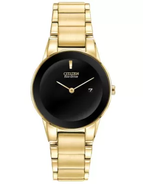 Citizen Eco-Drive Ladies Axiom - Gold-Tone IP Bracelet & Case - Black Dial