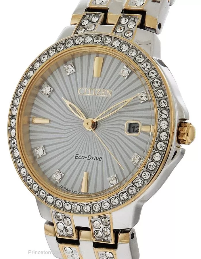 Citizen Eco-Drive Womens Watch - Swarovski Crystals - Two Tone - Date