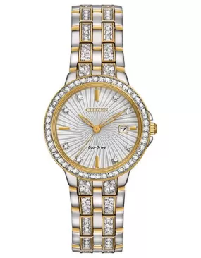 Citizen Eco-Drive Womens Watch - Swarovski Crystals - Two Tone - Date