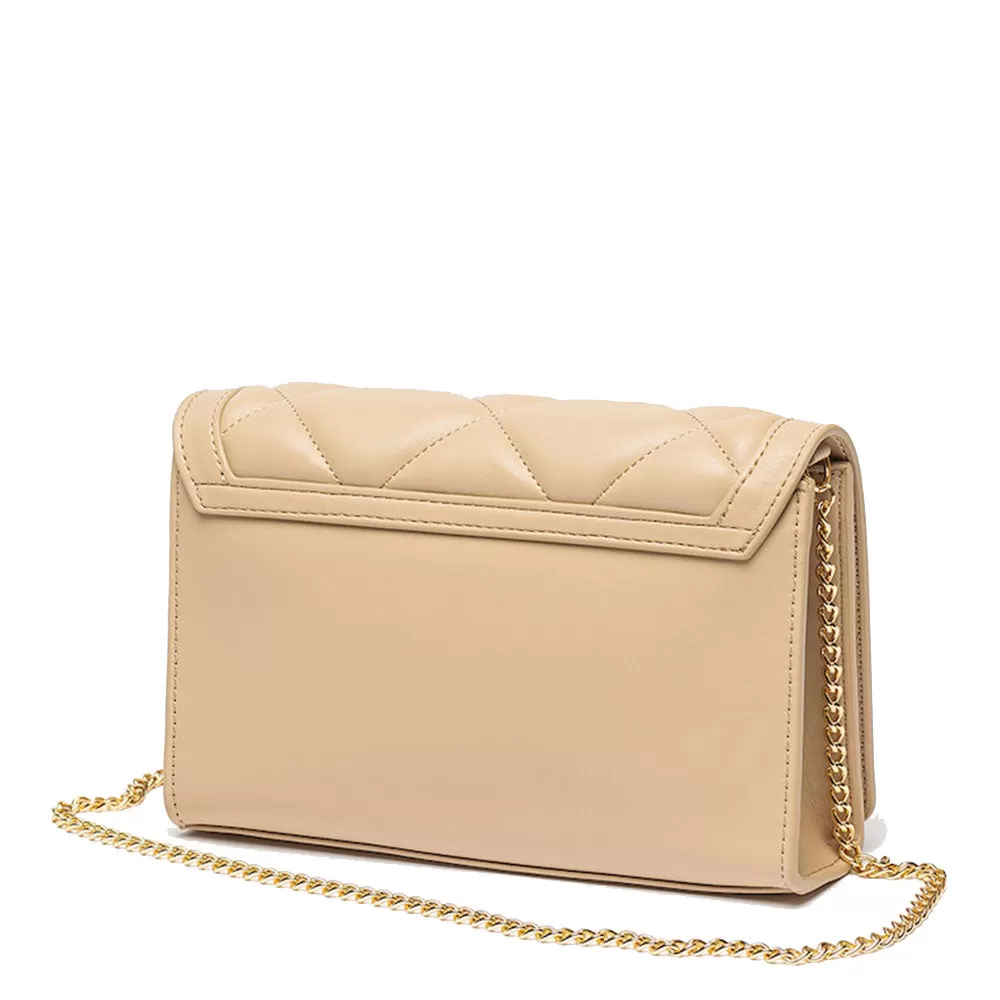 Clutch Donna con Tracolla LOVE MOSCHINO linea Jewel Hearts color Crema con Borchie Oro