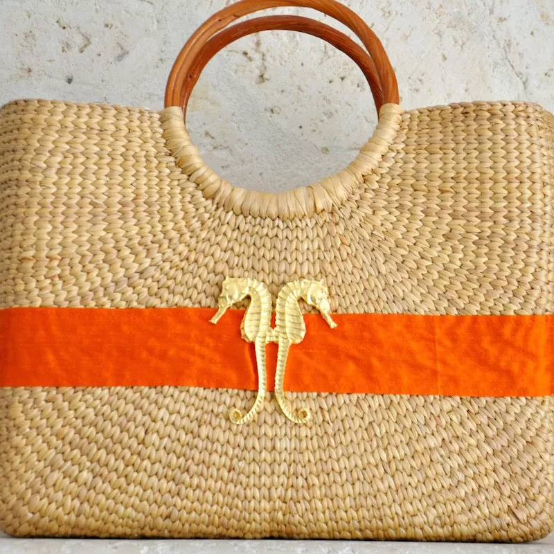 Coastal Hyannisport Straw Basket Bag