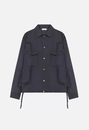 Cotton Poplin Frame II Snap Overshirt / Black