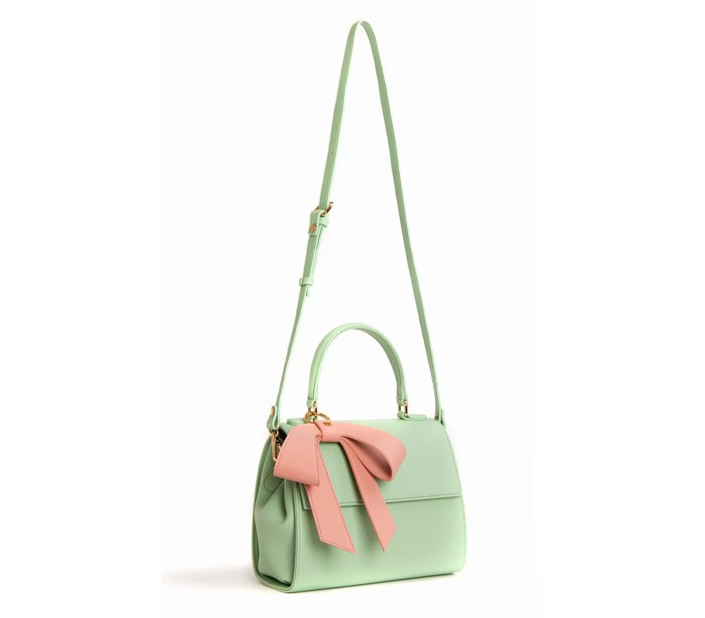 Cottontail Vegan Leather Handbag | Mint & Light Pink