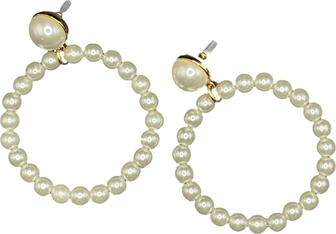 Cream Pearl Oversize Ring Earrings