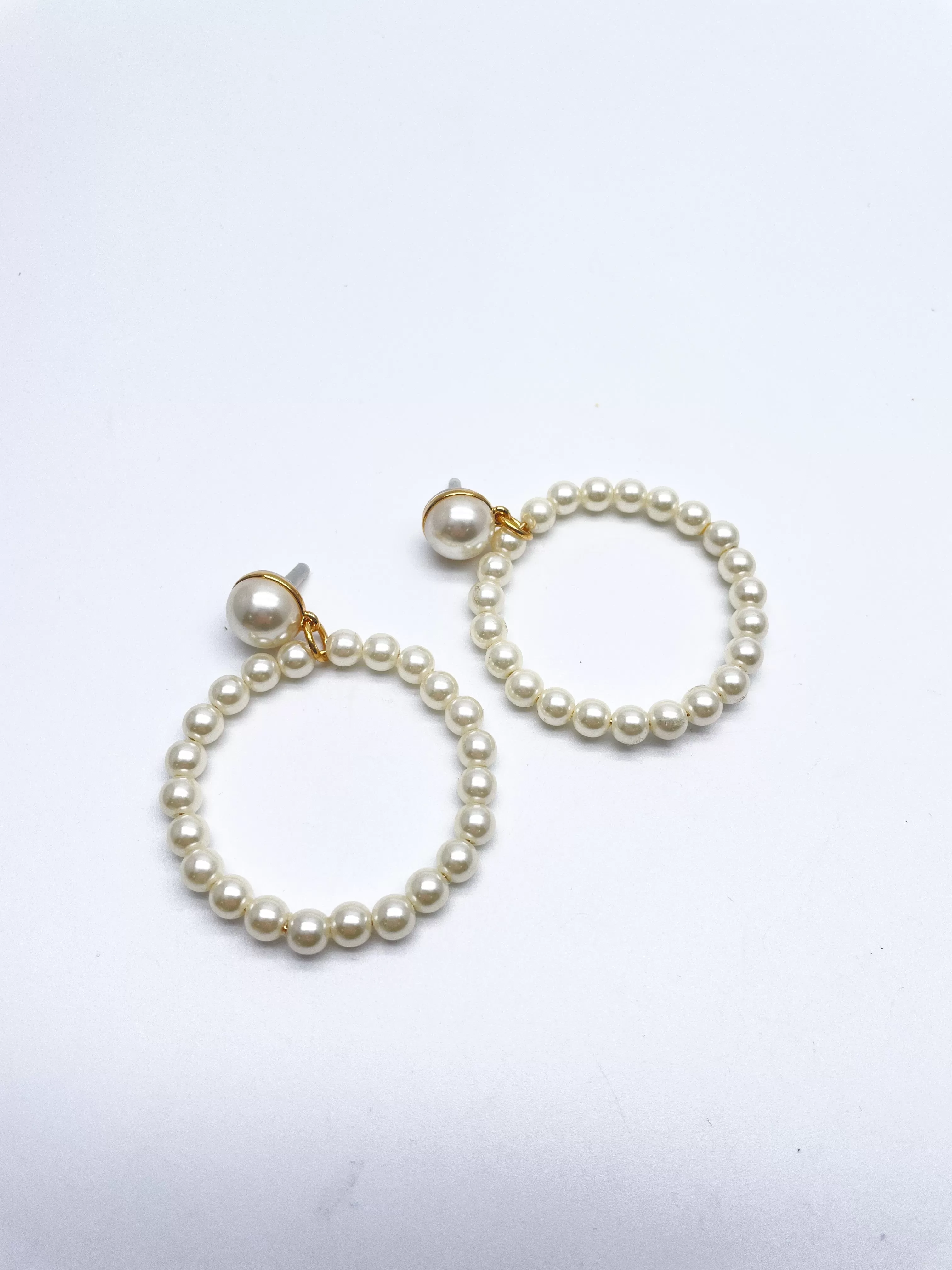 Cream Pearl Oversize Ring Earrings