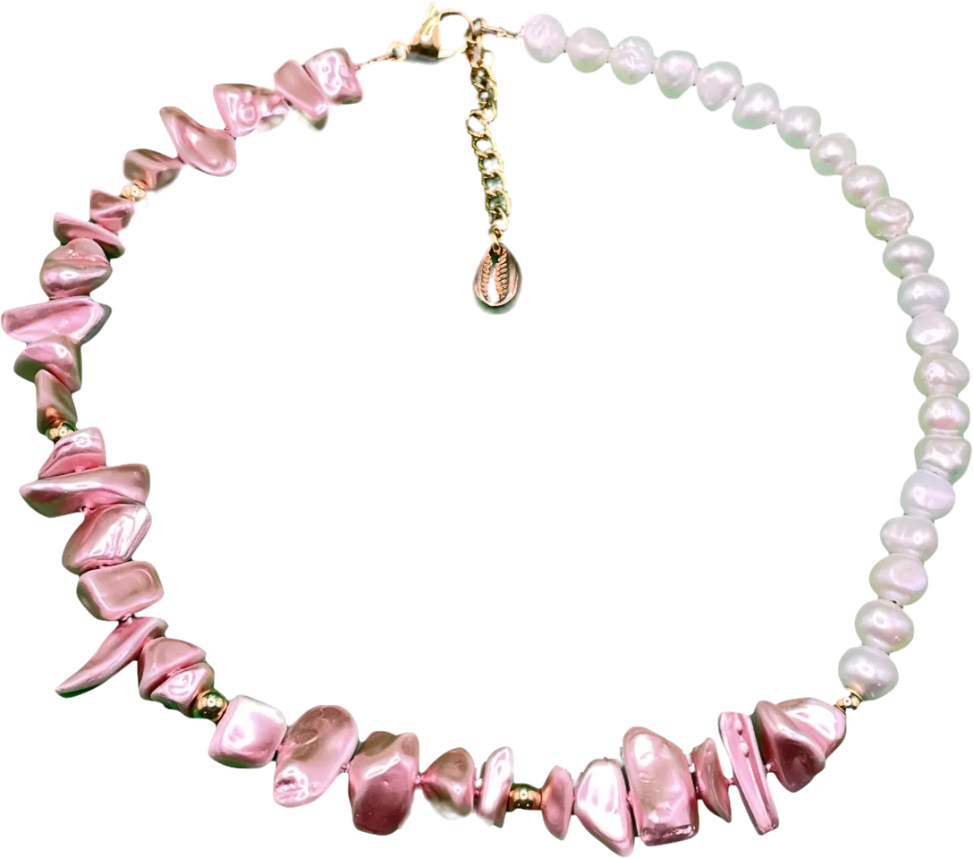 Cream Pink / Ivory Shell & Pearl Necklace