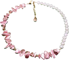 Cream Pink / Ivory Shell & Pearl Necklace