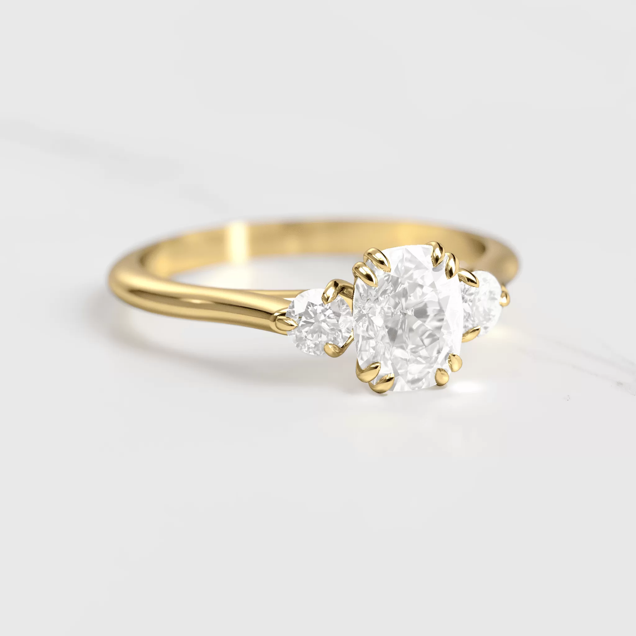 Cushion Diamond Ring With Accent Stones