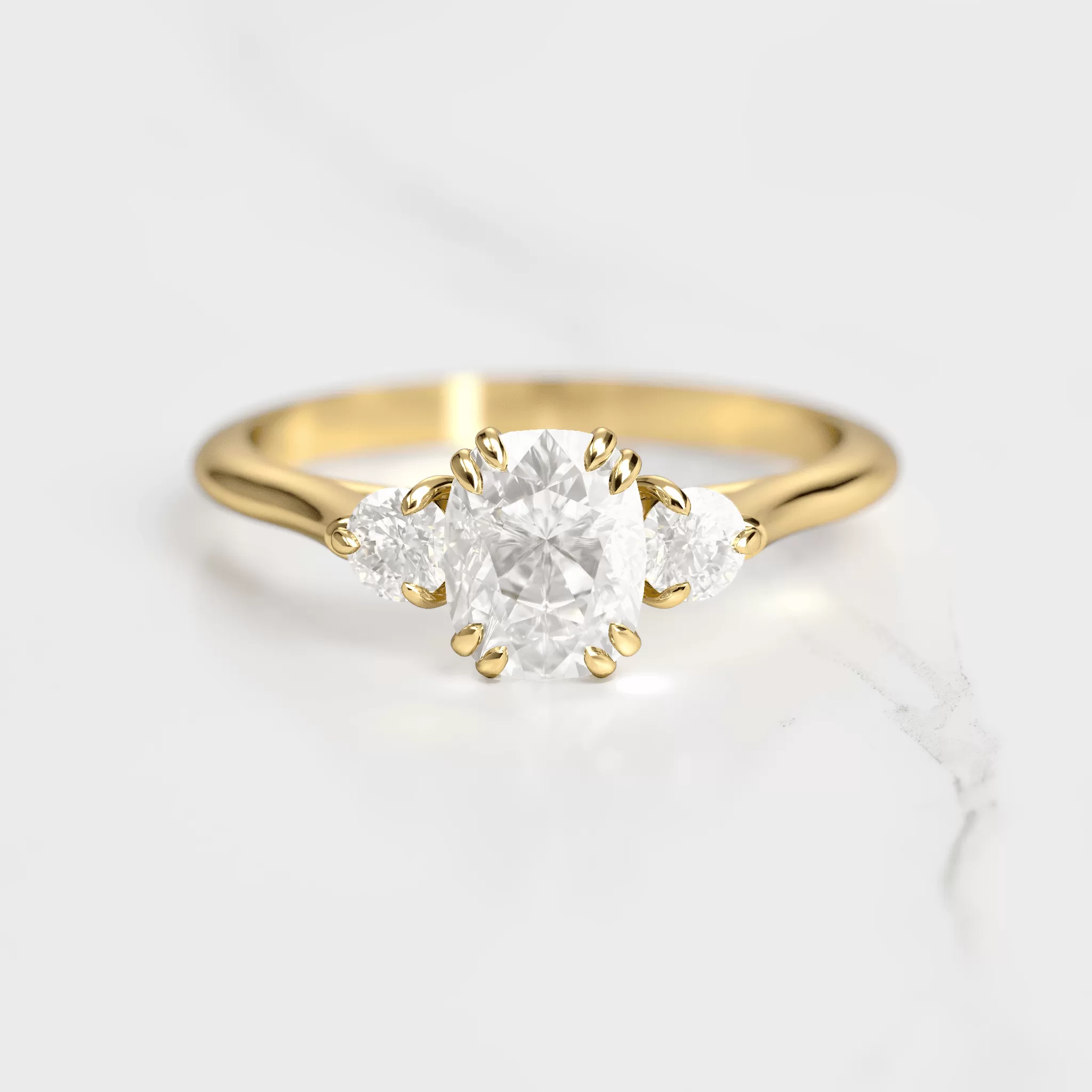 Cushion Diamond Ring With Accent Stones