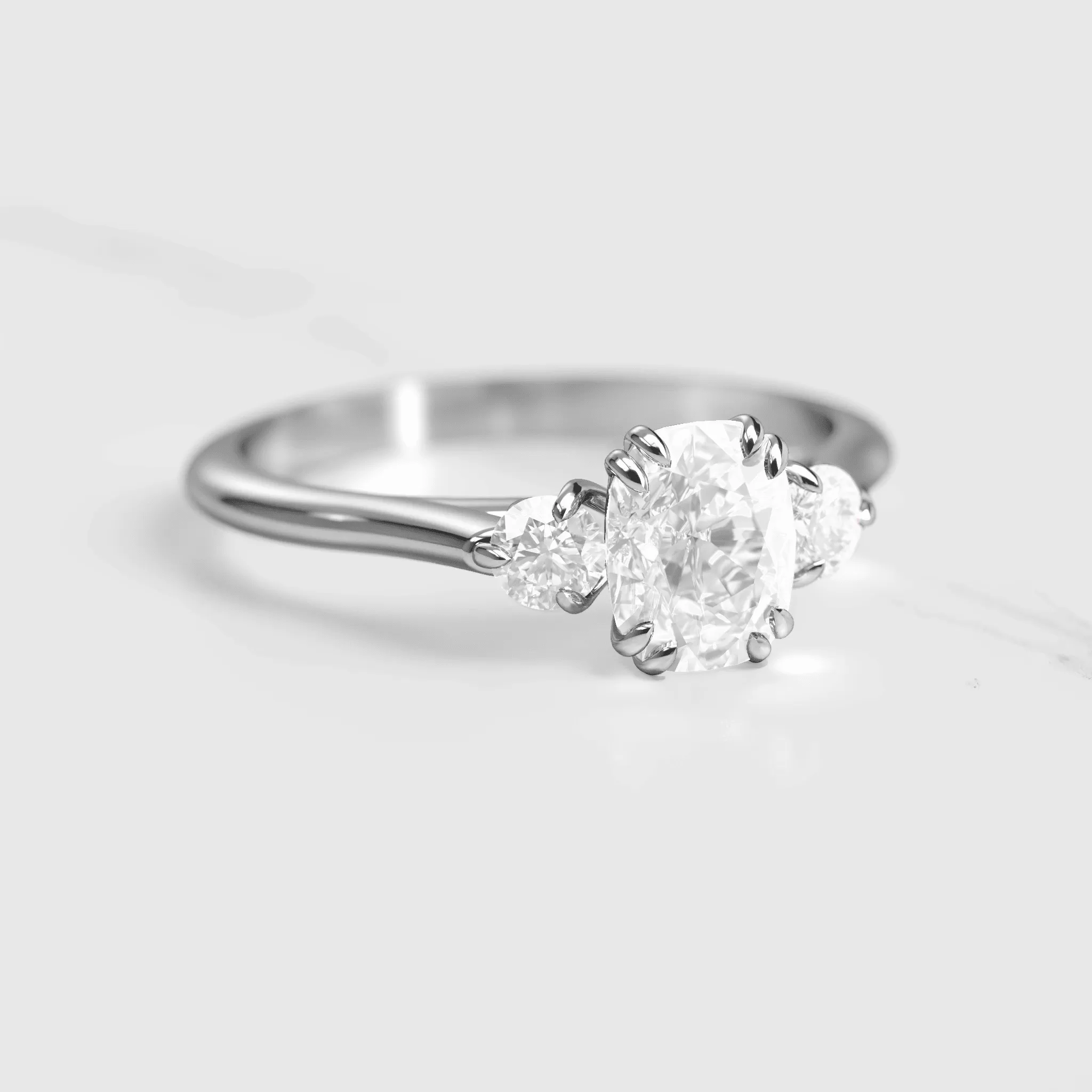 Cushion Diamond Ring With Accent Stones