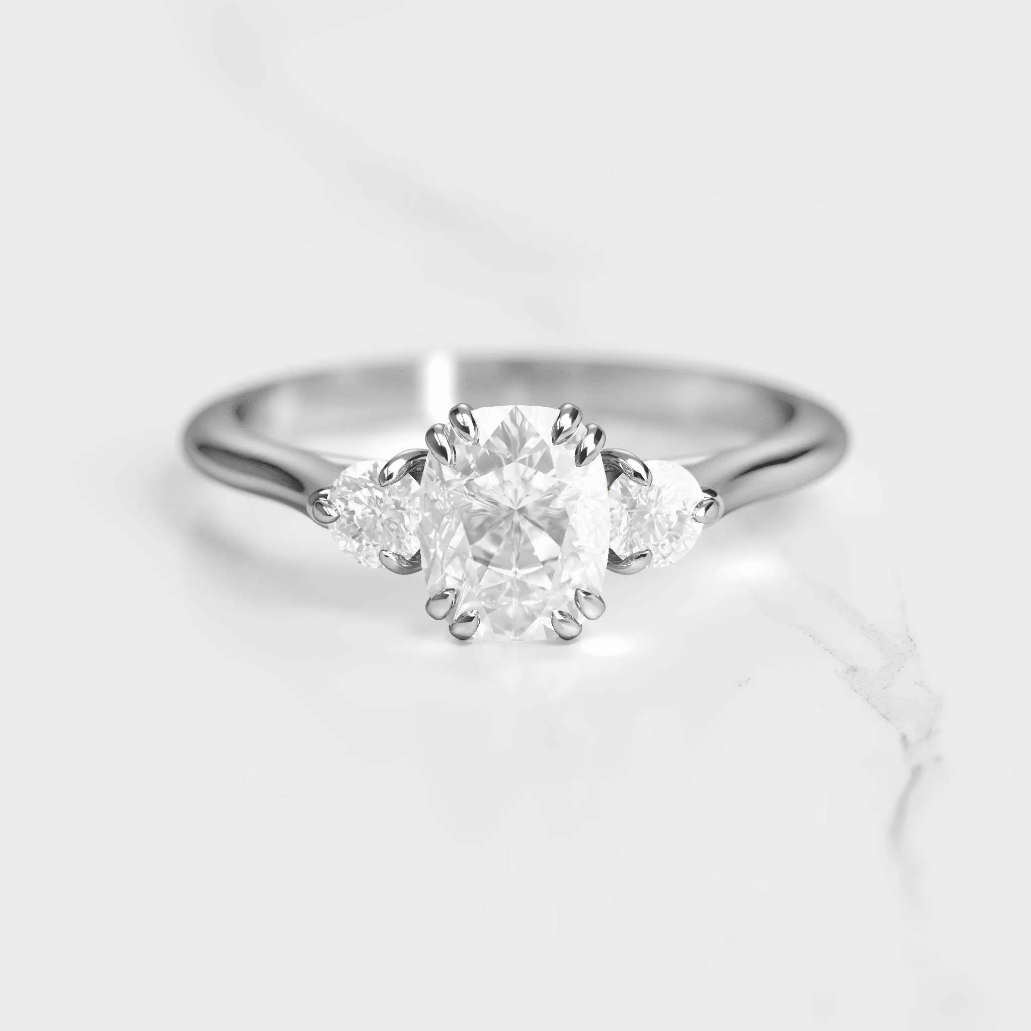 Cushion Diamond Ring With Accent Stones