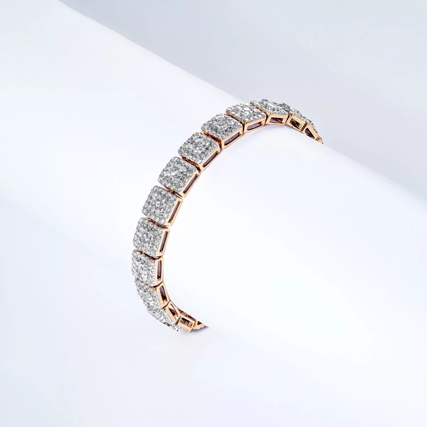 Dahlia 9 Carat Round Brilliant Diamond Bracelet in 14k Rose Gold