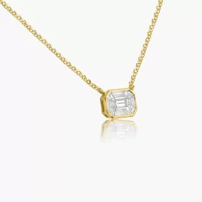 Diamond Emerald Cut Bezel Necklace