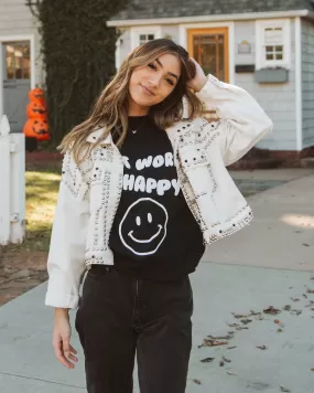 Don't Worry Be Happy Puff Ink Black Thrifted Tee