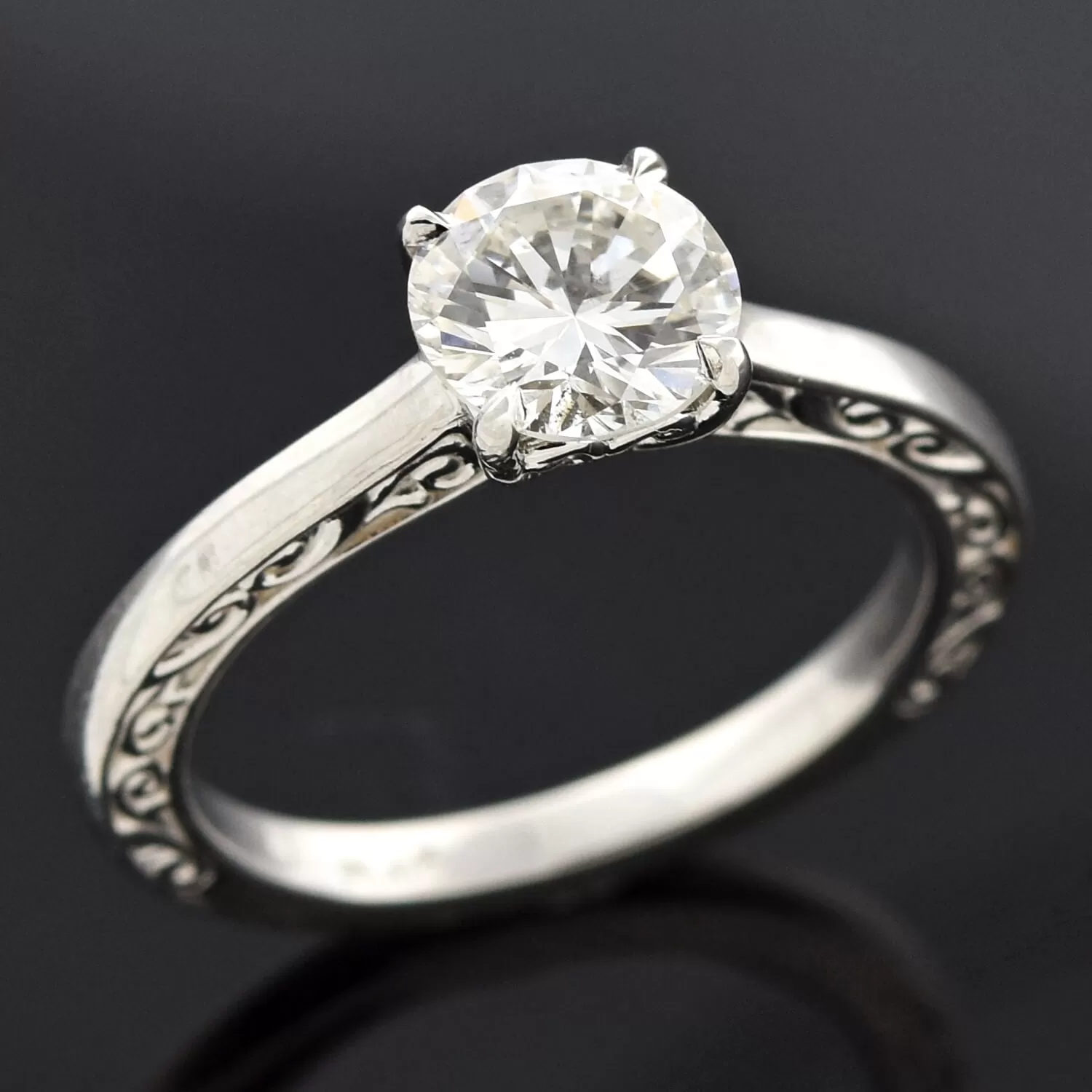 Estate Platinum Diamond Solitaire Engagement Ring 1.13ct