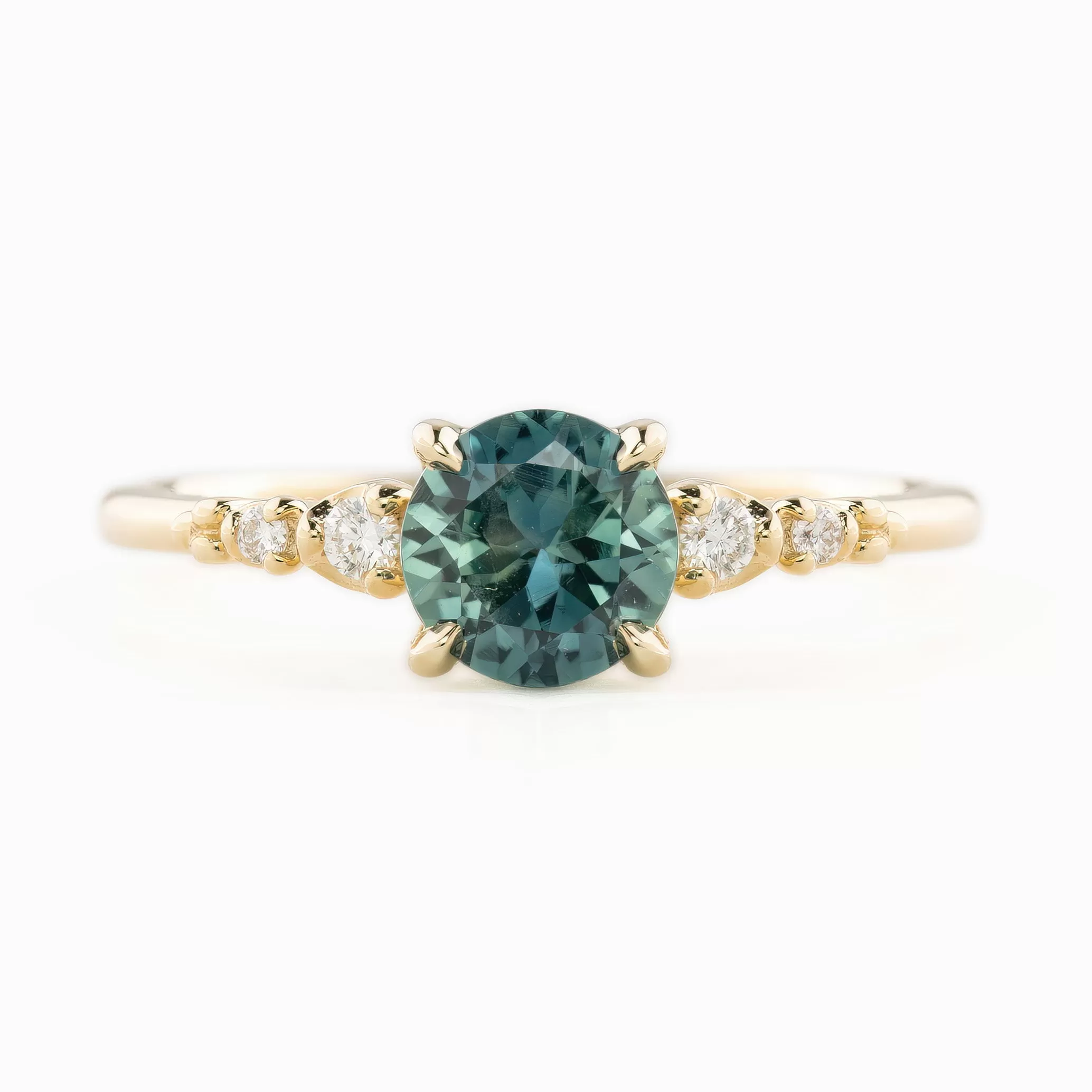 Estel Luxe Ring 1.14ct Parti Blue Green Montana Sapphire, 14k Yellow Gold (One of a kind)