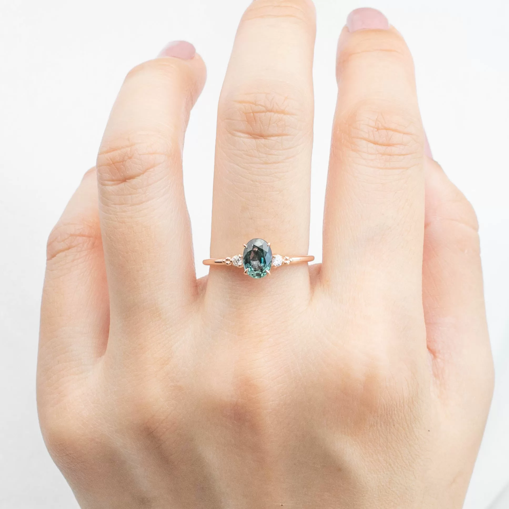 Estel Ring - 1.05ct Green Sapphire, 14k Rose Gold (One of a kind)