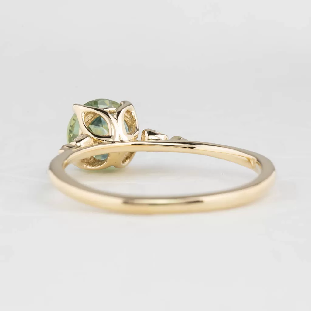 Estel Ring 1.61ct Parti Blue Green Montana Sapphire, 14K Yellow Gold (One of a kind)