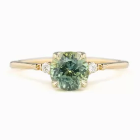 Estel Ring 1.61ct Parti Blue Green Montana Sapphire, 14K Yellow Gold (One of a kind)