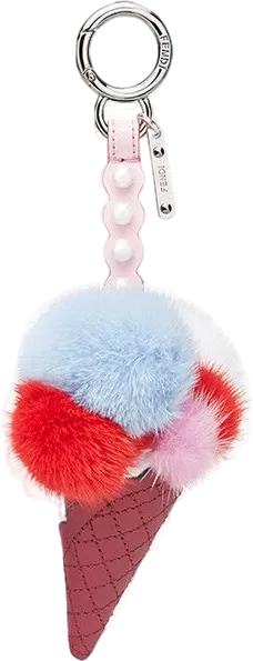 Fendi Multicoloured Mink Fur Ice Cream Cone Bag Charm / Key Ring One Size