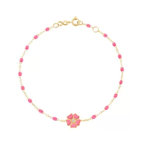 Flower Classic Gigi Pink diamond bracelet, Yellow Gold, 6.7"