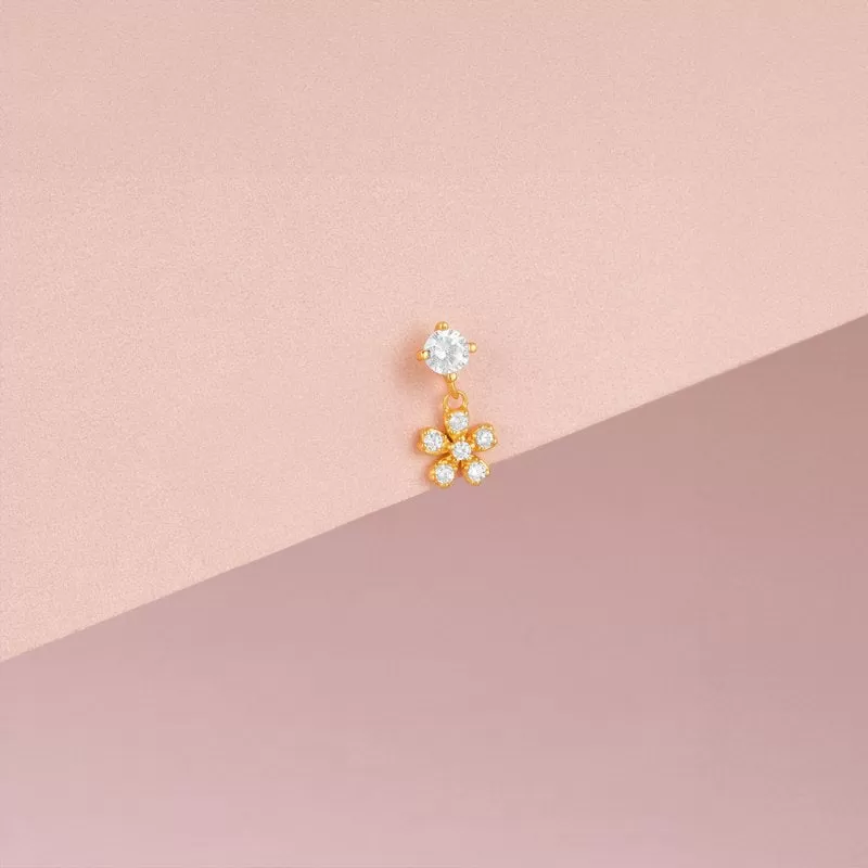 Flower Drop Ball Back Earrings