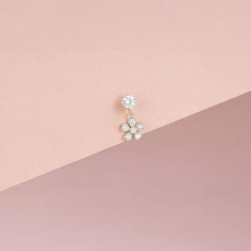 Flower Drop Ball Back Earrings