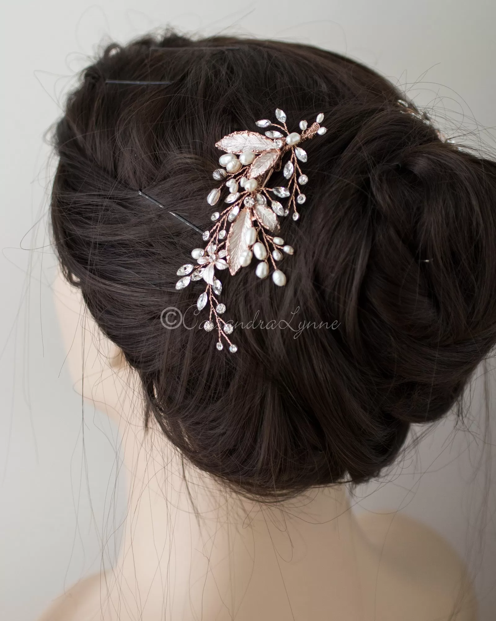 Freshwater Pearl Leaves Wedding Hair Clip