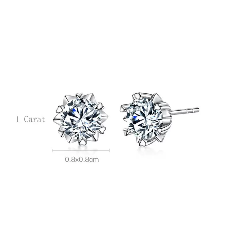 Geometric Diamond Stud Earrings - 925 Sterling Silver