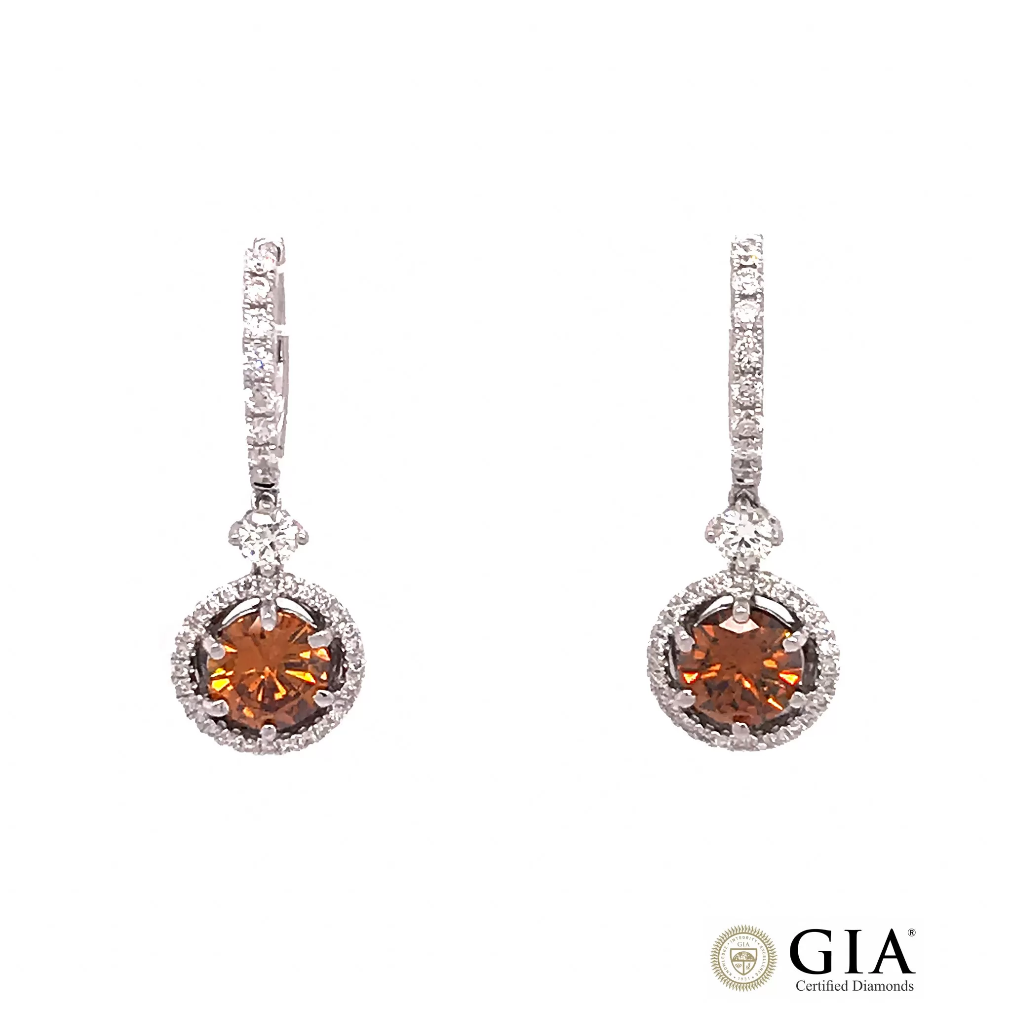 GIA Certified Colored Diamond Drop Earrings