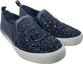 Gina Black Leather & Crystal Embellished Satin Gioia Slip On Skate Sneakers Trainers UK 3 EU 36 👠