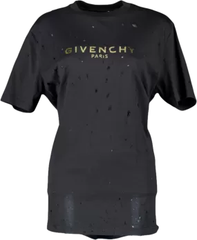 GIvenchy Black / Metallic Gold Destroy Masculine Cut T-shirt UK XS