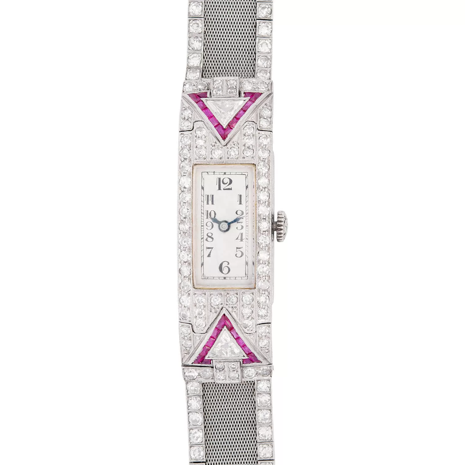 GLYCINE Art Deco Platinum Ruby & Diamond Watch 2.50ctw