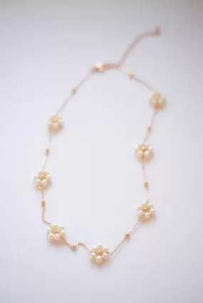 Gold Pearl Flower Necklace