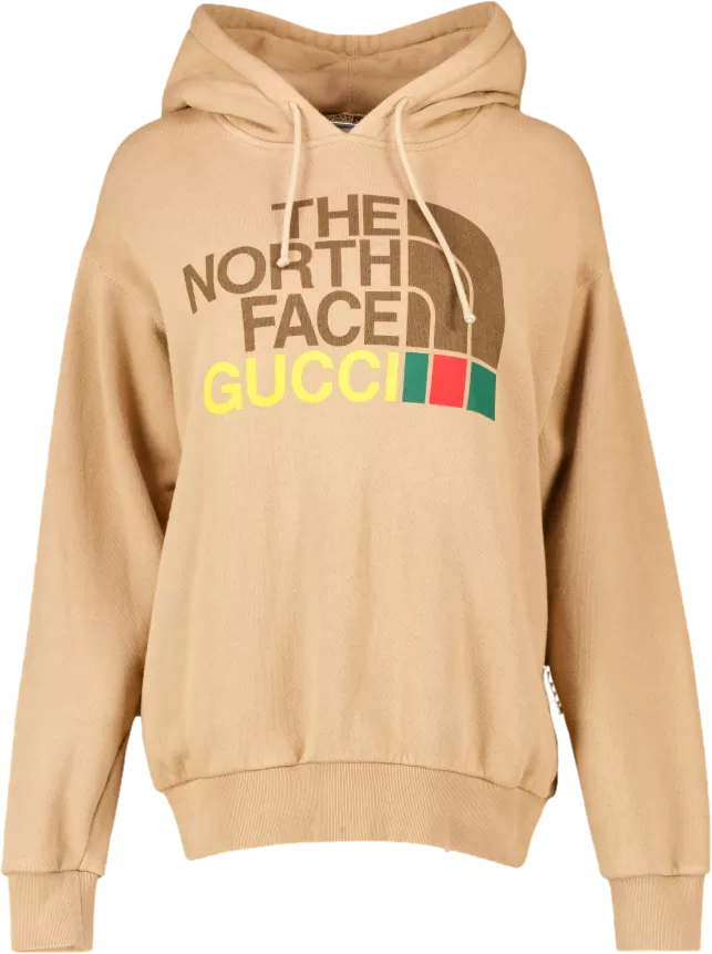 Gucci X The North Face Beige Oversized Logo Hoodie UK XXS