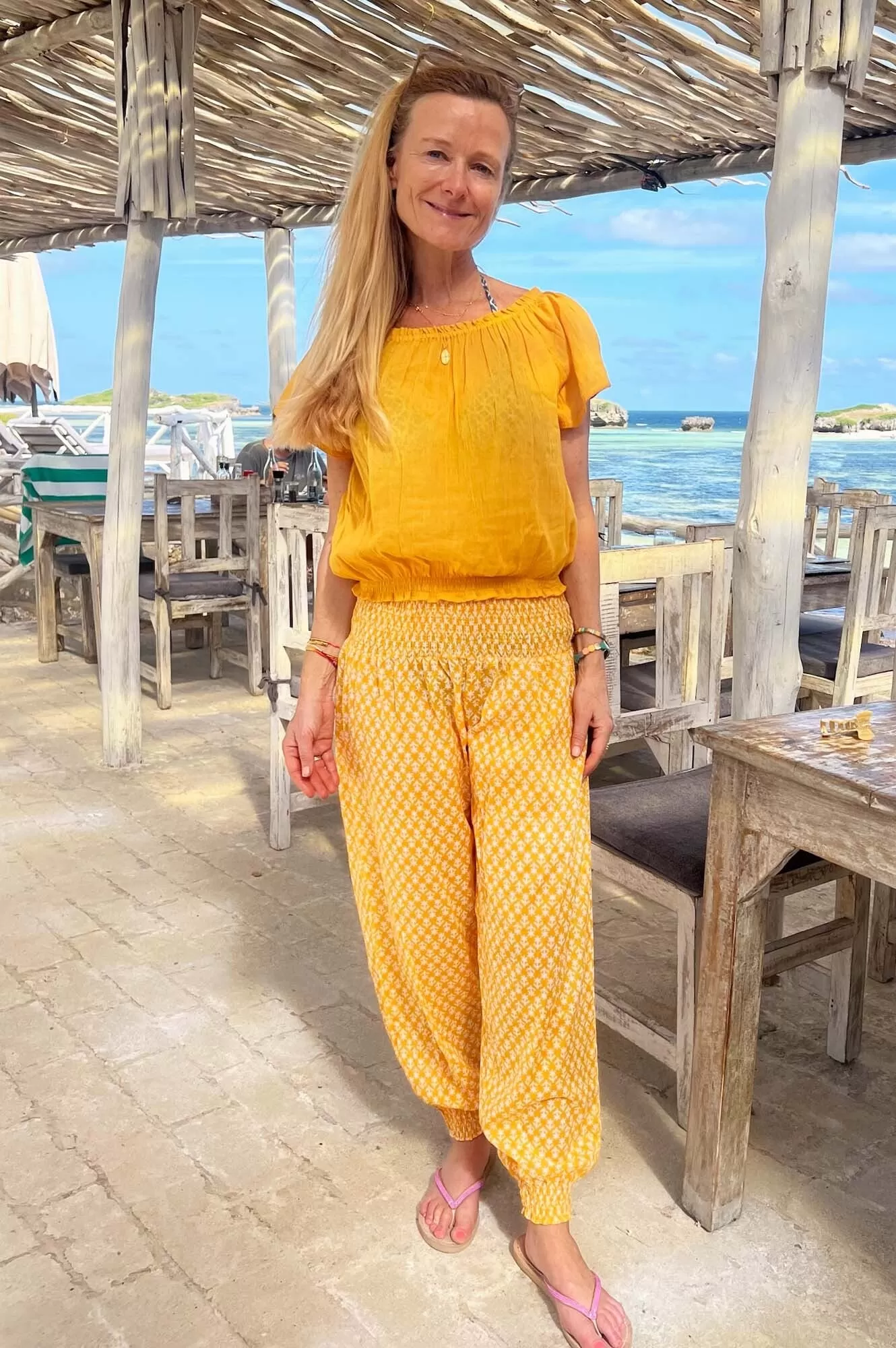 Harem Trousers | Buttercup Stamp Yellow/White