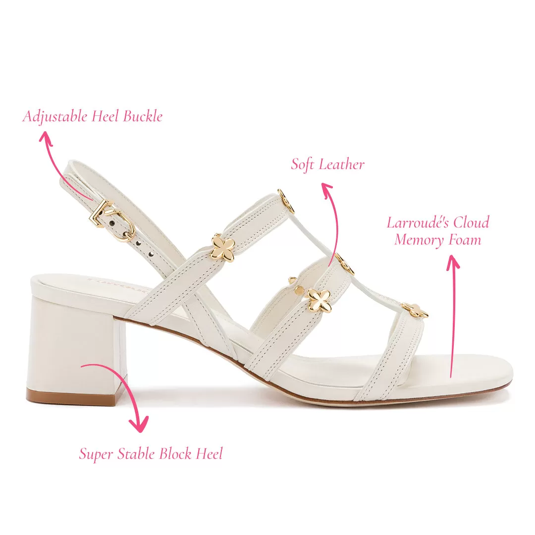 Harmony Block Sandal In Ivory Leather