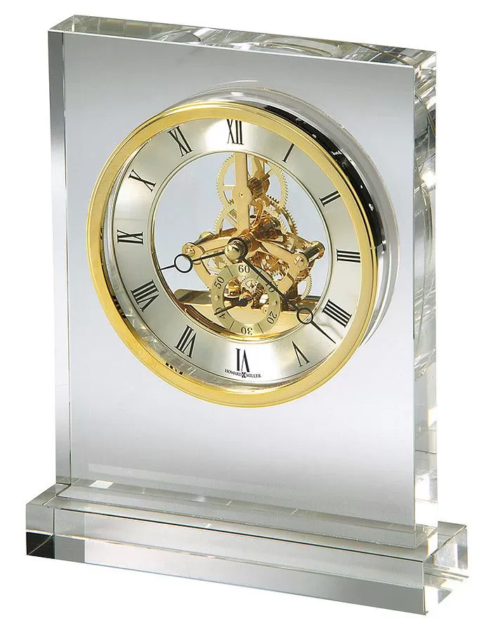 Howard Miller Prestige Skeleton Crystal Table Clock - Brass & Silver Tone