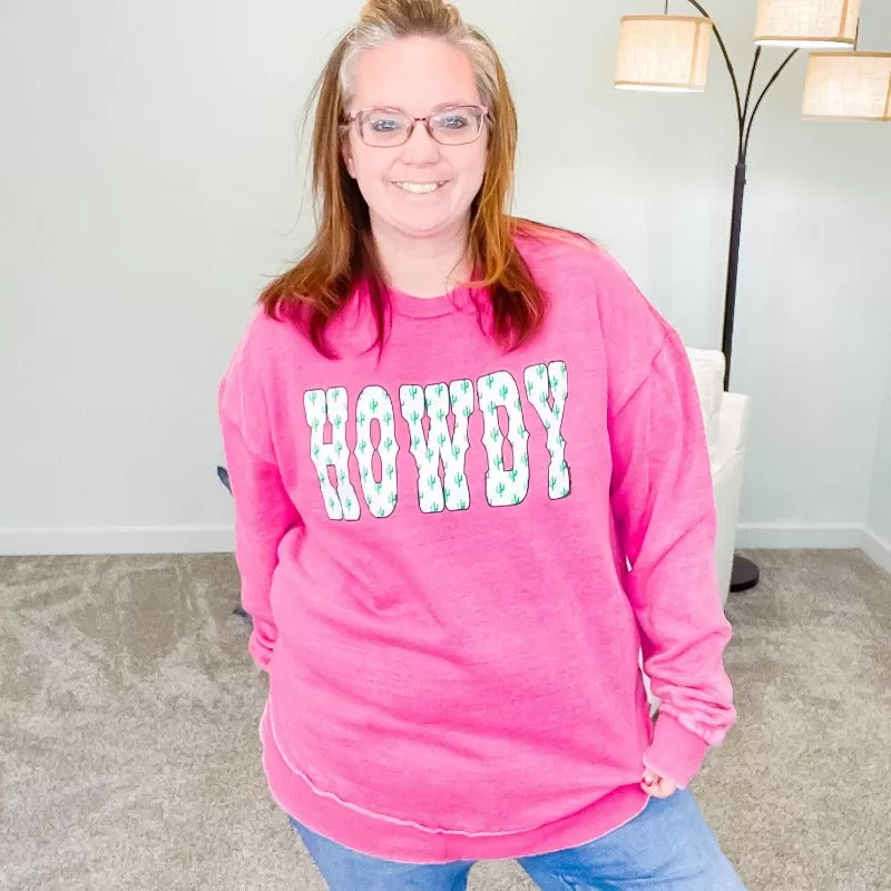 Howdy Cactus Raspberry Poncho Sweatshirt